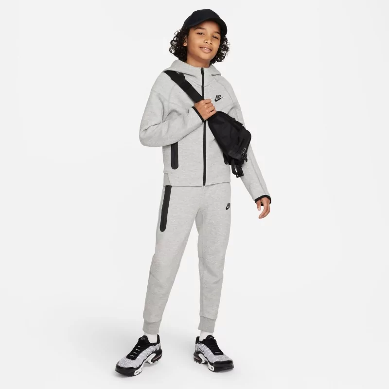 Veste Capuche Nike Sportswear Tech Fleece Junior Gris Clair - Espace Foot
